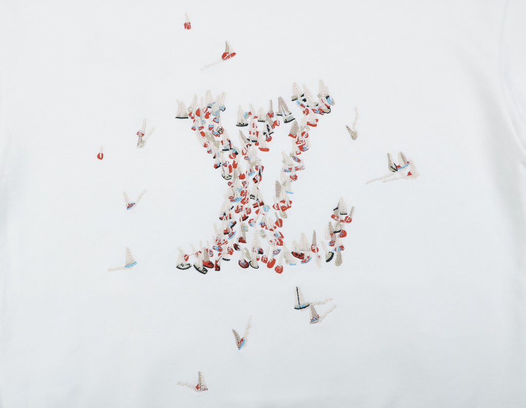 Louis Vuitton Monogram Sailboat Mini LV Embroidered Hoodie — White