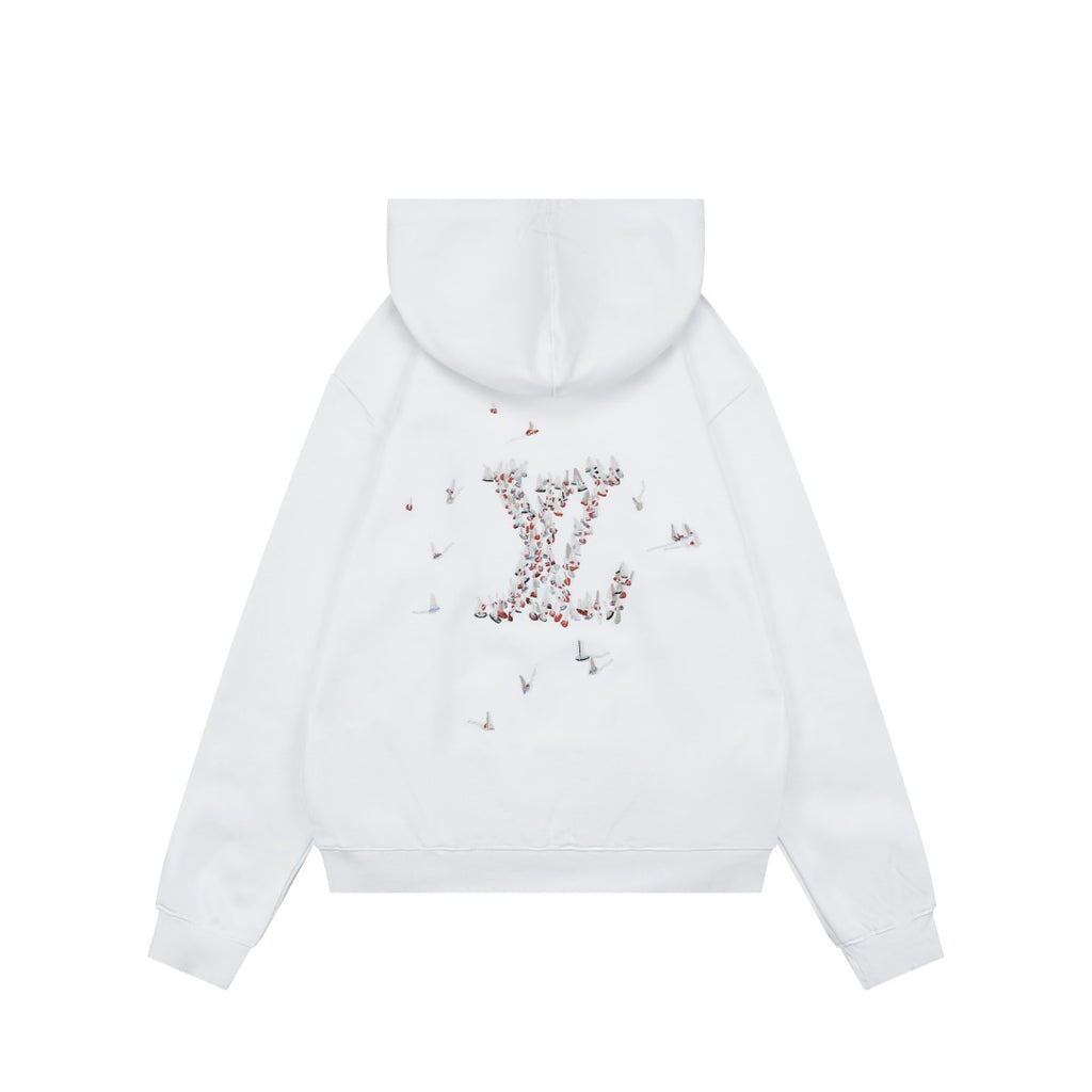 Louis Vuitton Monogram Sailboat Mini LV Embroidered Hoodie — White