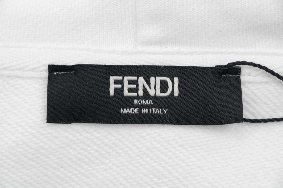 Fendi Gradient FD Letter Embroidered Hoodie Sweatshirt – White