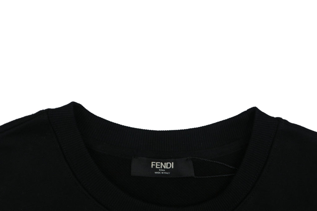 Fendi FF Monogram Puppy Chain Embroidered Crewneck Sweatshirt – Black