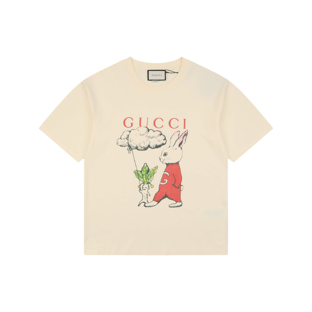 Gucci Cloud Carrot Rabbit Print Short Sleeve Tee