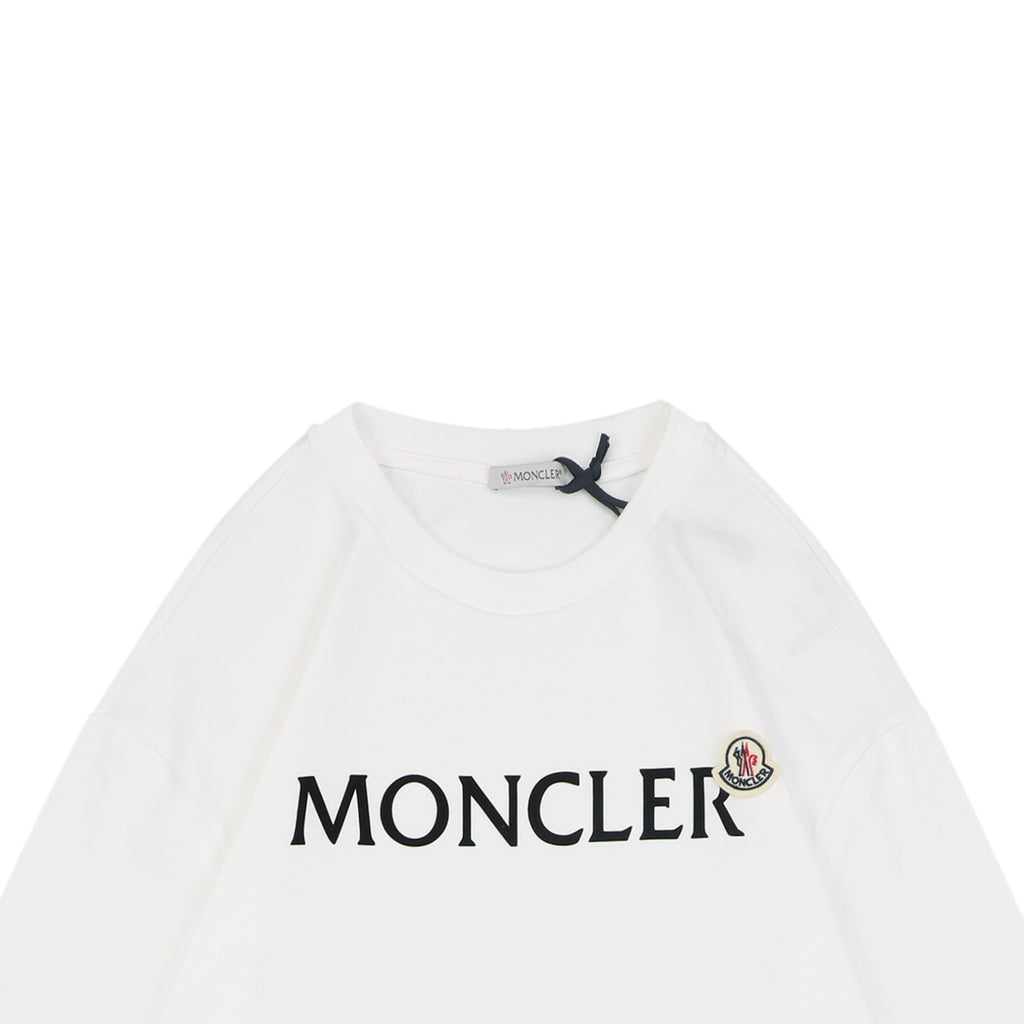 Moncler White Logo Long Sleeve Tee