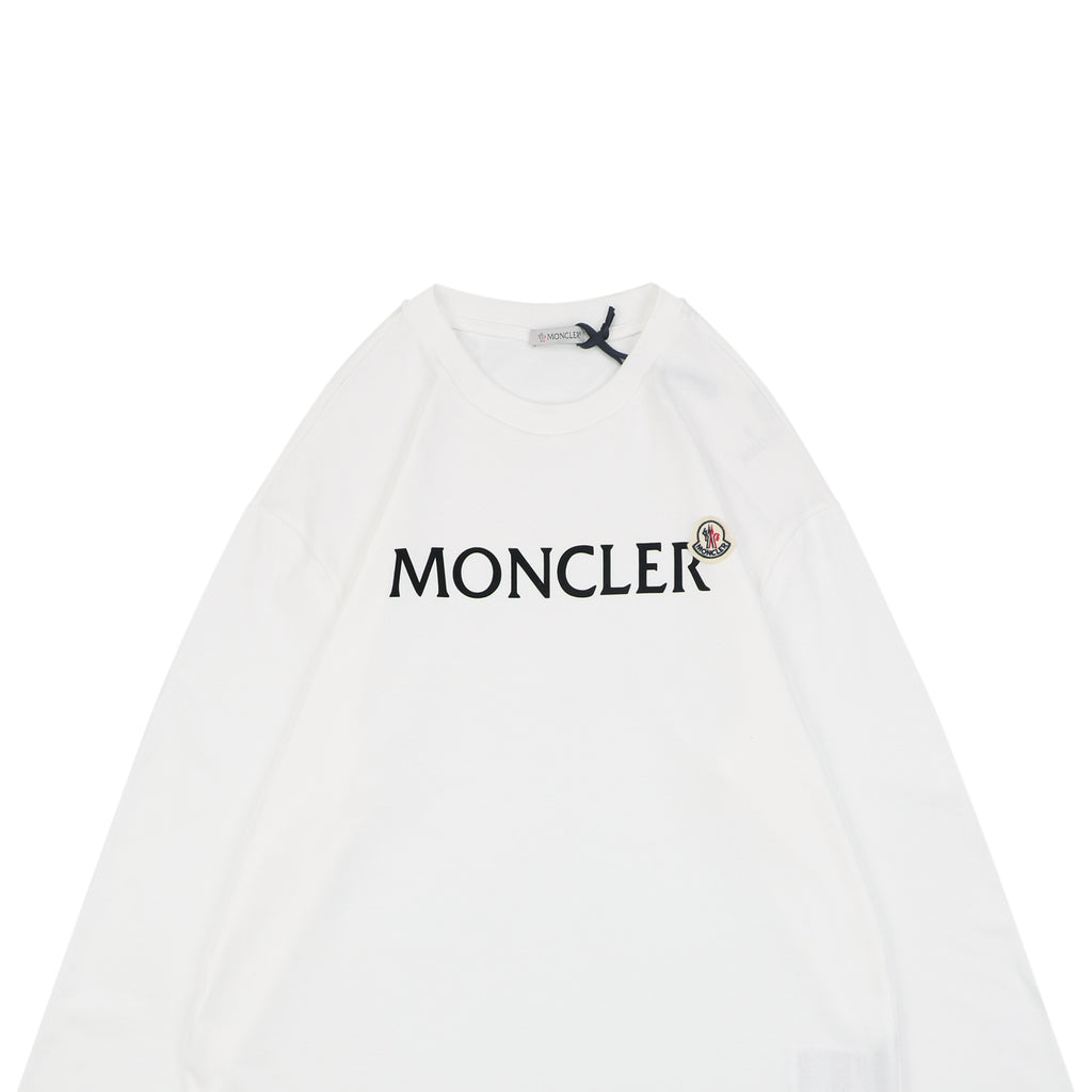 Moncler White Logo Long Sleeve Tee