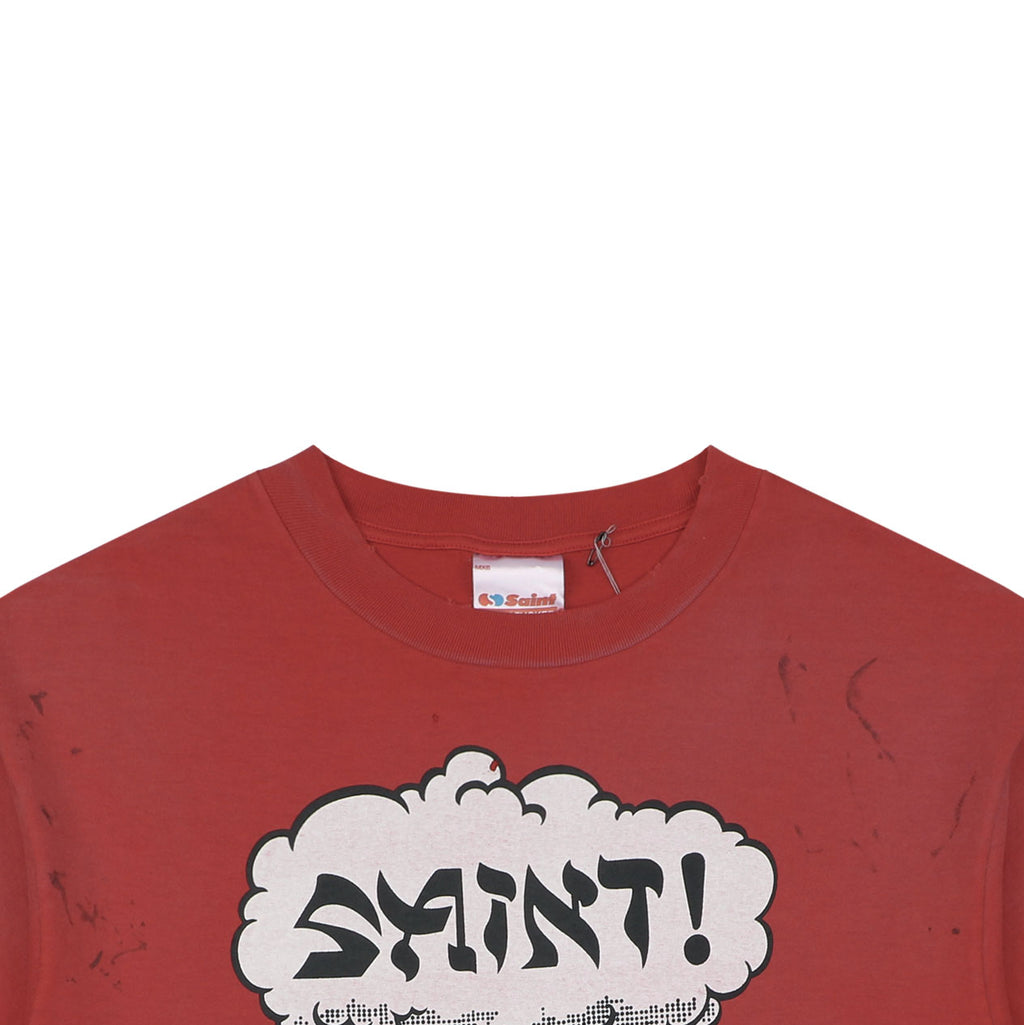 Saint Michael Thunder Cloud Lightning Graphic Tee — Red