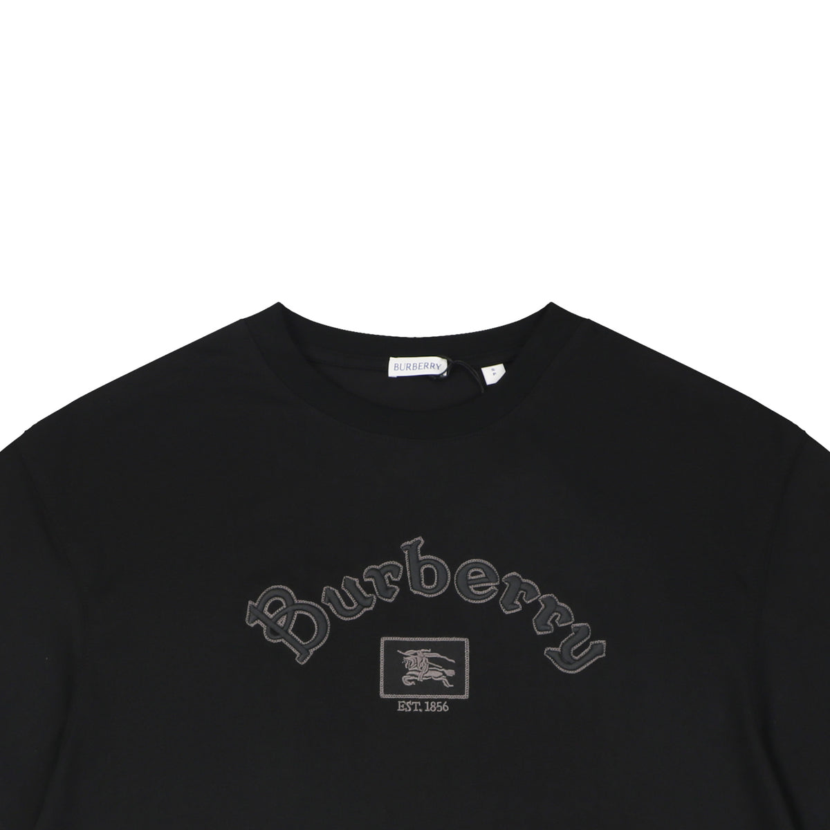 Burberry Arched Equestrian Knight Logo Tee — Black
