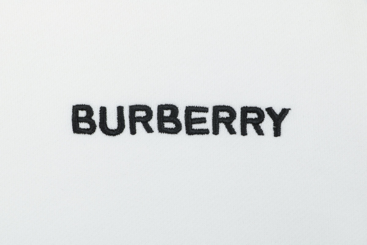 Burberry House Check Collar Crewneck Sweatshirt — White