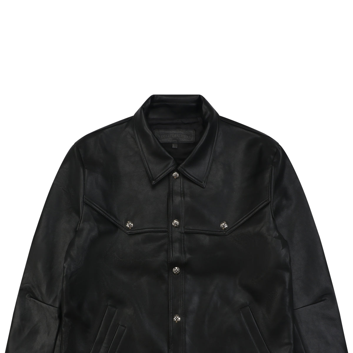Chrome Hearts Cross Floral Sleeve Leather Jacket — Black