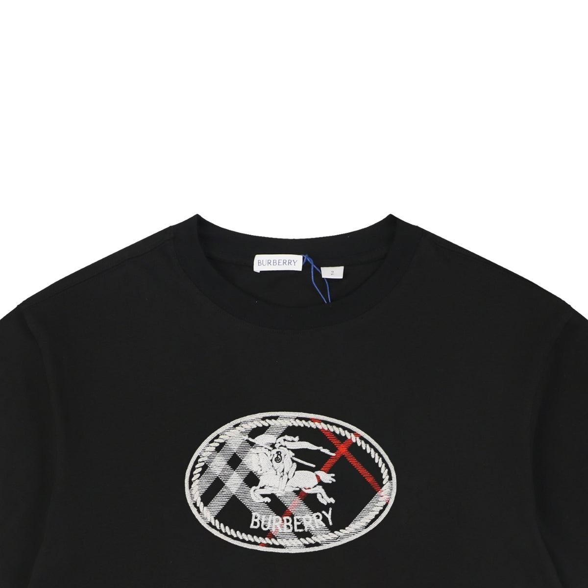 Burberry Oval Check Equestrian Knight Embroidery Short Sleeve Tee Black