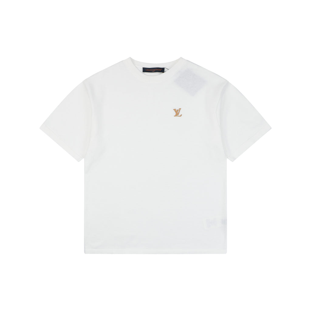 Louis Vuitton LV Monogram Leather-Patch Jacquard Short Sleeve Tee White
