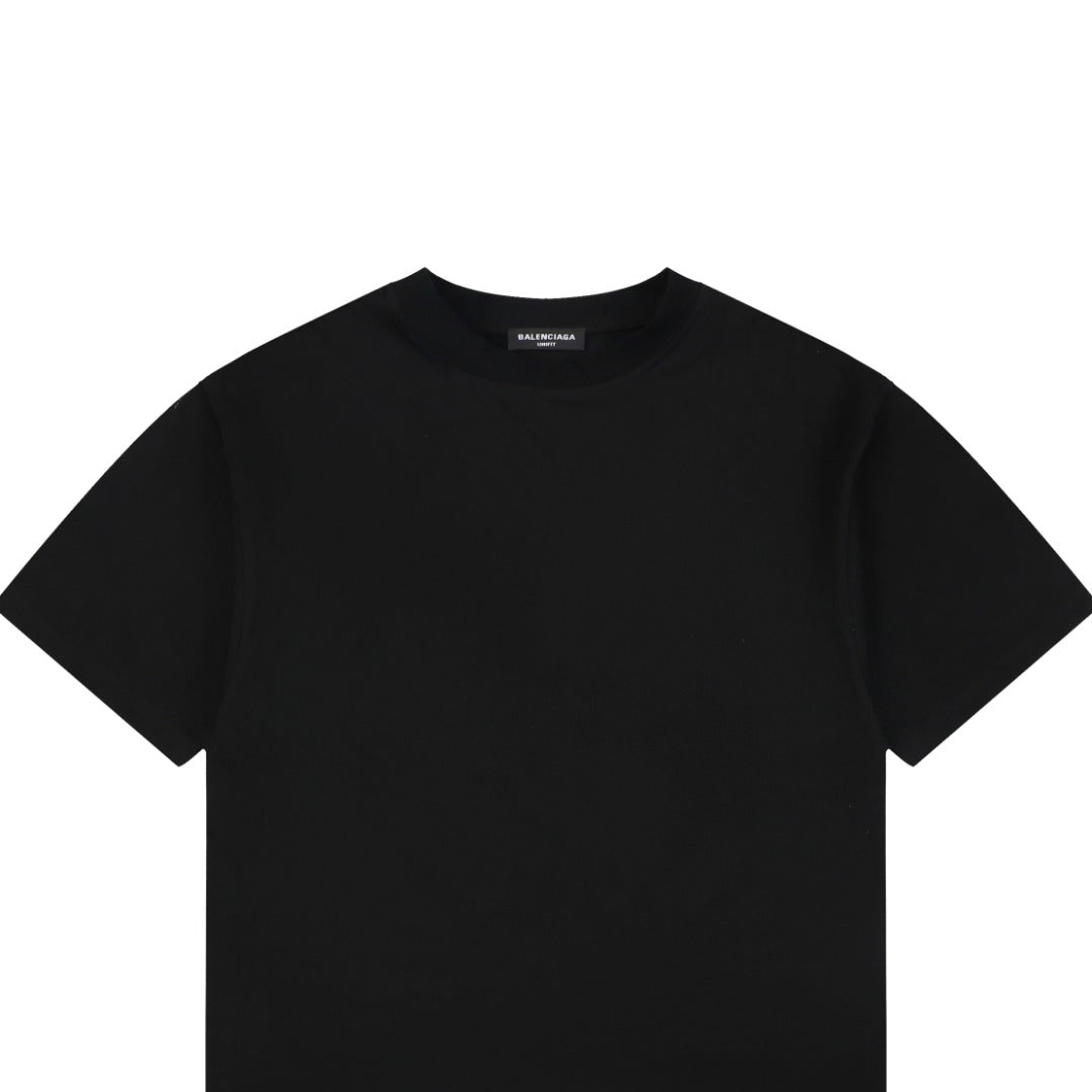 Balenciaga Unifit Hem Paris Label Short Sleeve Tee Black
