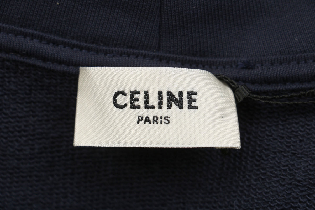 Celine CL Monogram Embroidered Hoodie — Navy