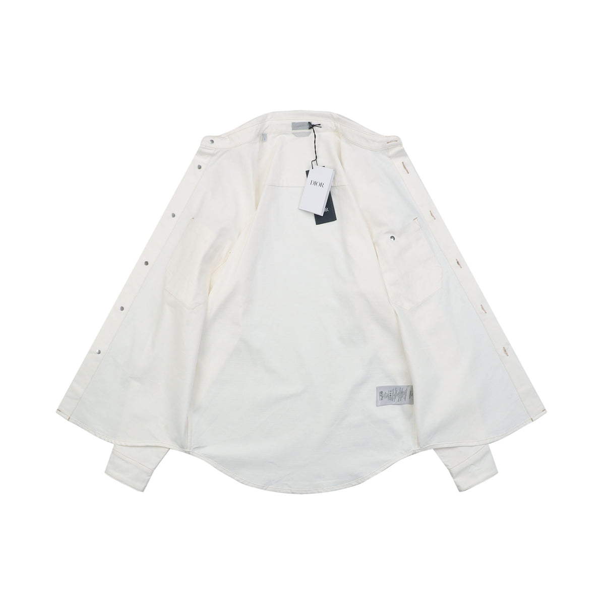 Dior 25FW CD Pocket Stud Long Sleeve Shirt — White