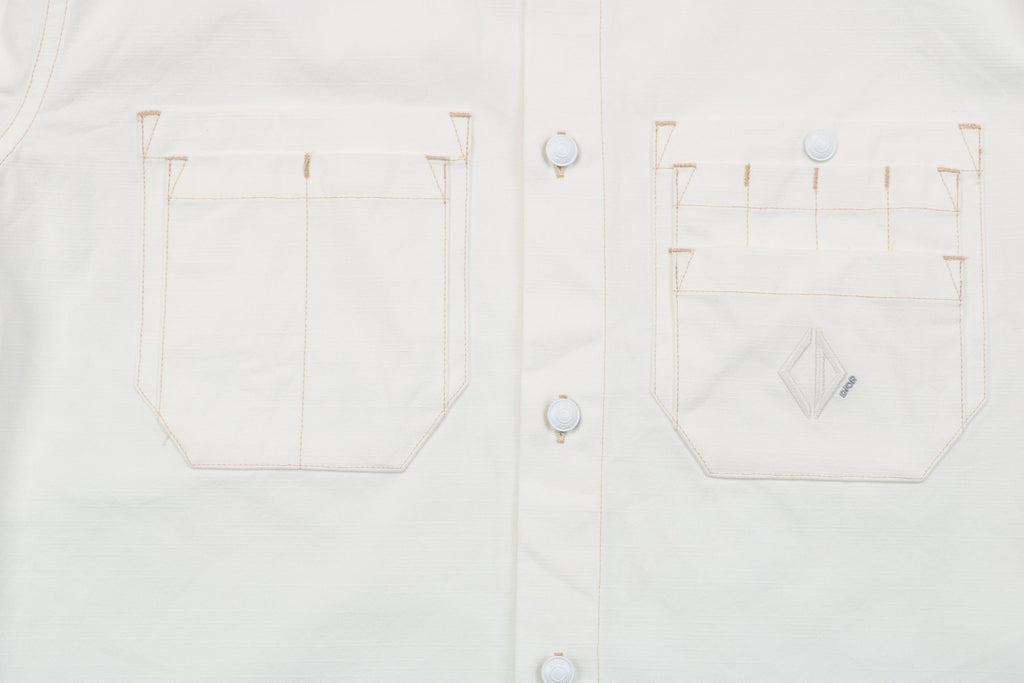 Dior 25FW CD Pocket Stud Long Sleeve Shirt — White