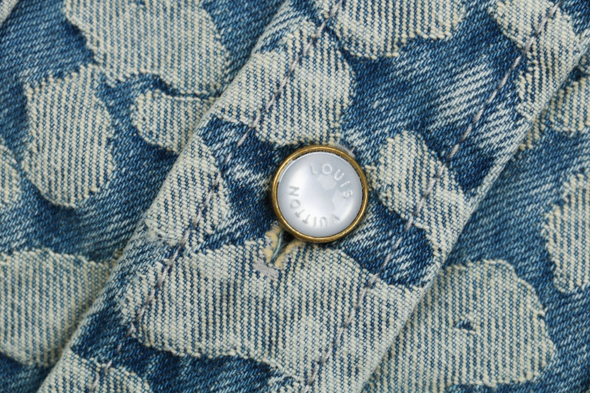 Louis Vuitton Monogram Pixel Leopard-Print Denim Jacket — Blue