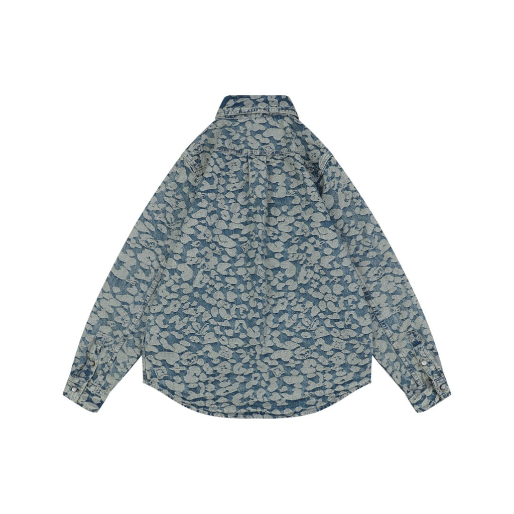 Louis Vuitton Monogram Pixel Leopard-Print Denim Jacket — Blue
