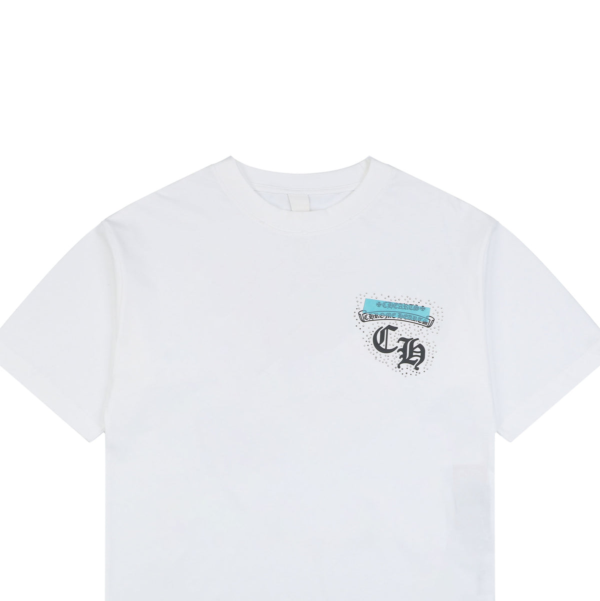 Chrome Hearts Sanskrit Scroll Horseshoe Cross Patchwork Tee — White