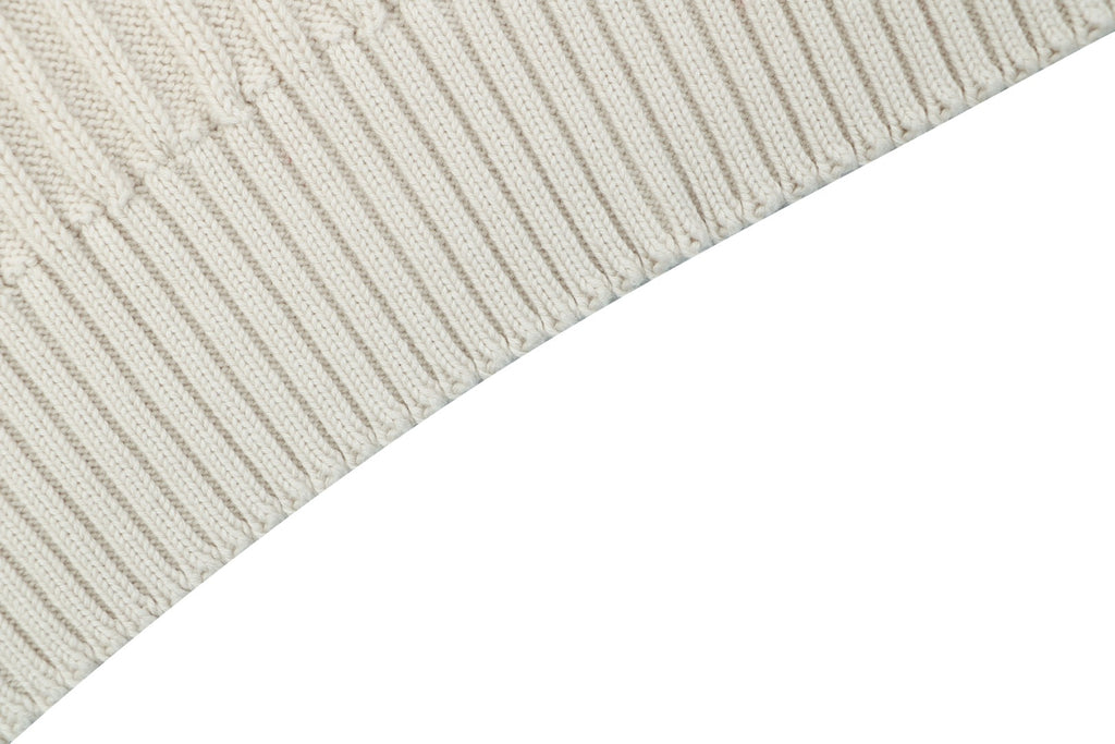 Balenciaga Hollow Ring Logo Ribbed Half-Zip Sweater — Cream