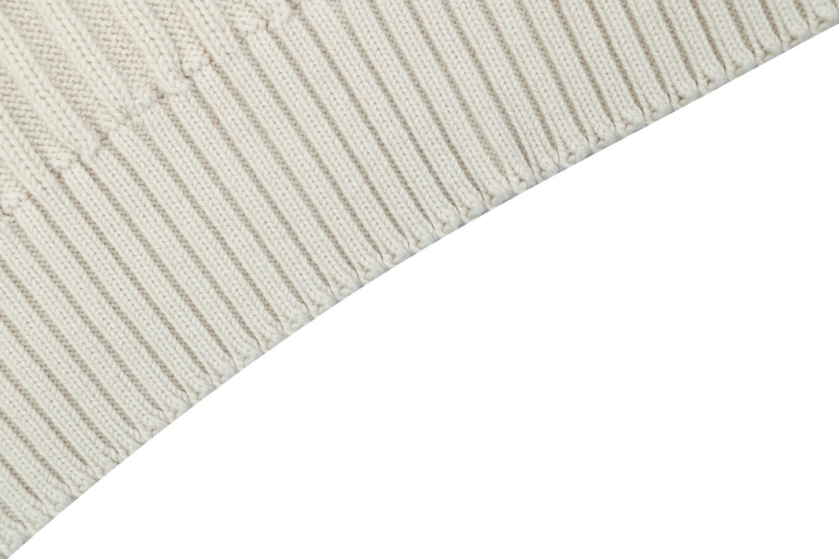 Balenciaga Hollow Ring Logo Ribbed Half-Zip Sweater — Cream
