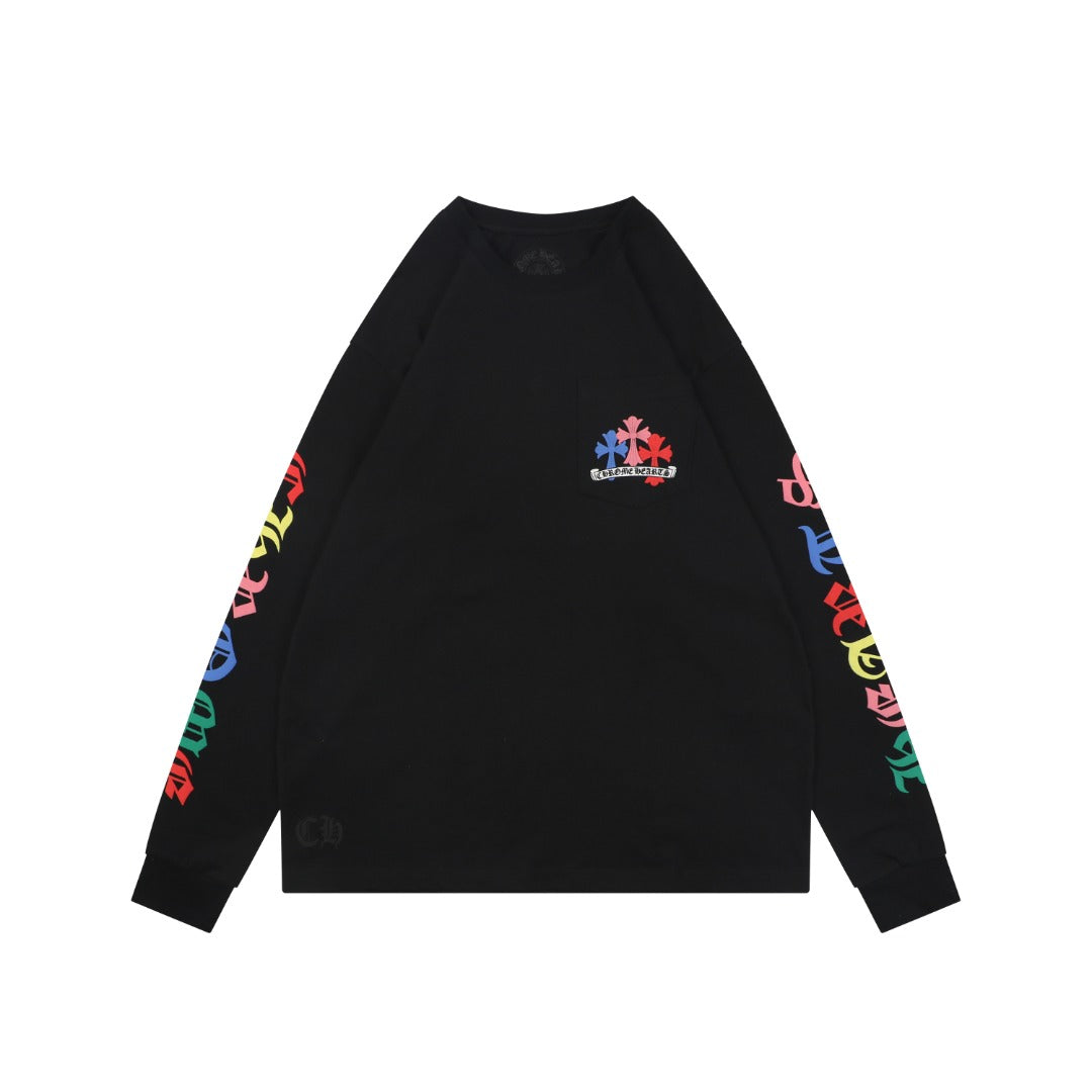 Chrome Hearts Miami Multicolor Cross Floral Print Long Sleeve Tee Black