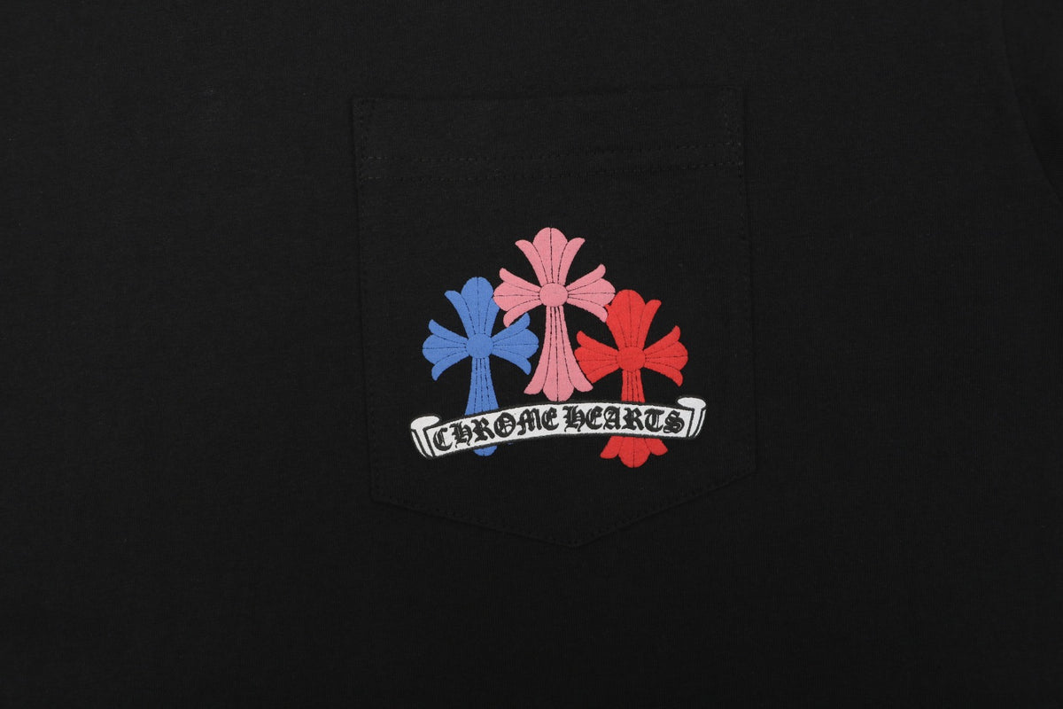 Chrome Hearts Miami Multicolor Cross Floral Print Long Sleeve Tee Black