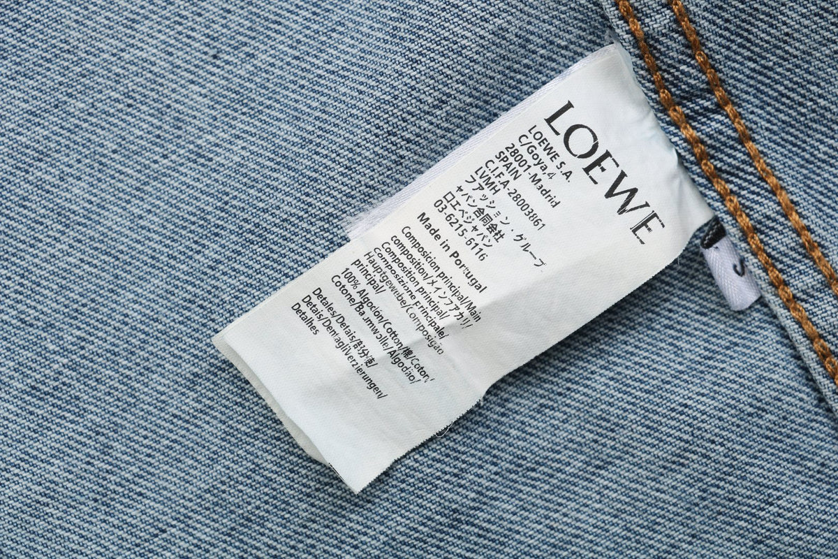 Loewe 24FW Anagram Arm Embroidered Denim Jacket Mid-Wash Blue