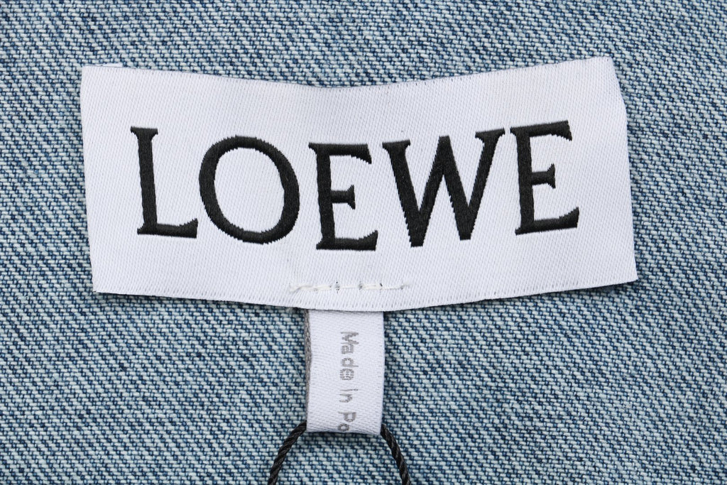 Loewe 24FW Anagram Arm Embroidered Denim Jacket Mid-Wash Blue