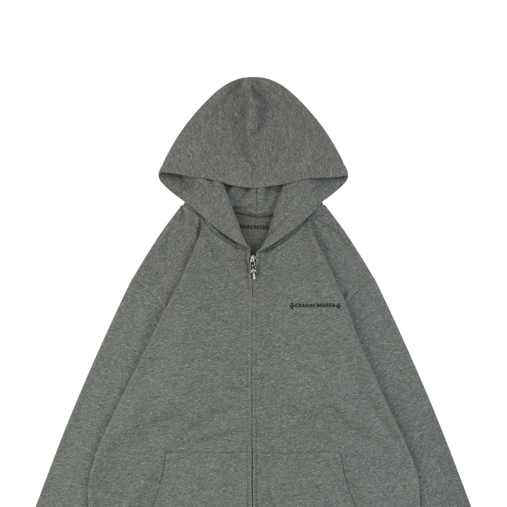 Chrome Hearts Large Back Vine & Sword Print Zip Hoodie Grey