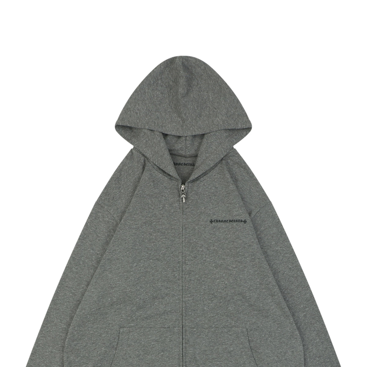 Chrome Hearts Large Back Vine & Sword Print Zip Hoodie Grey