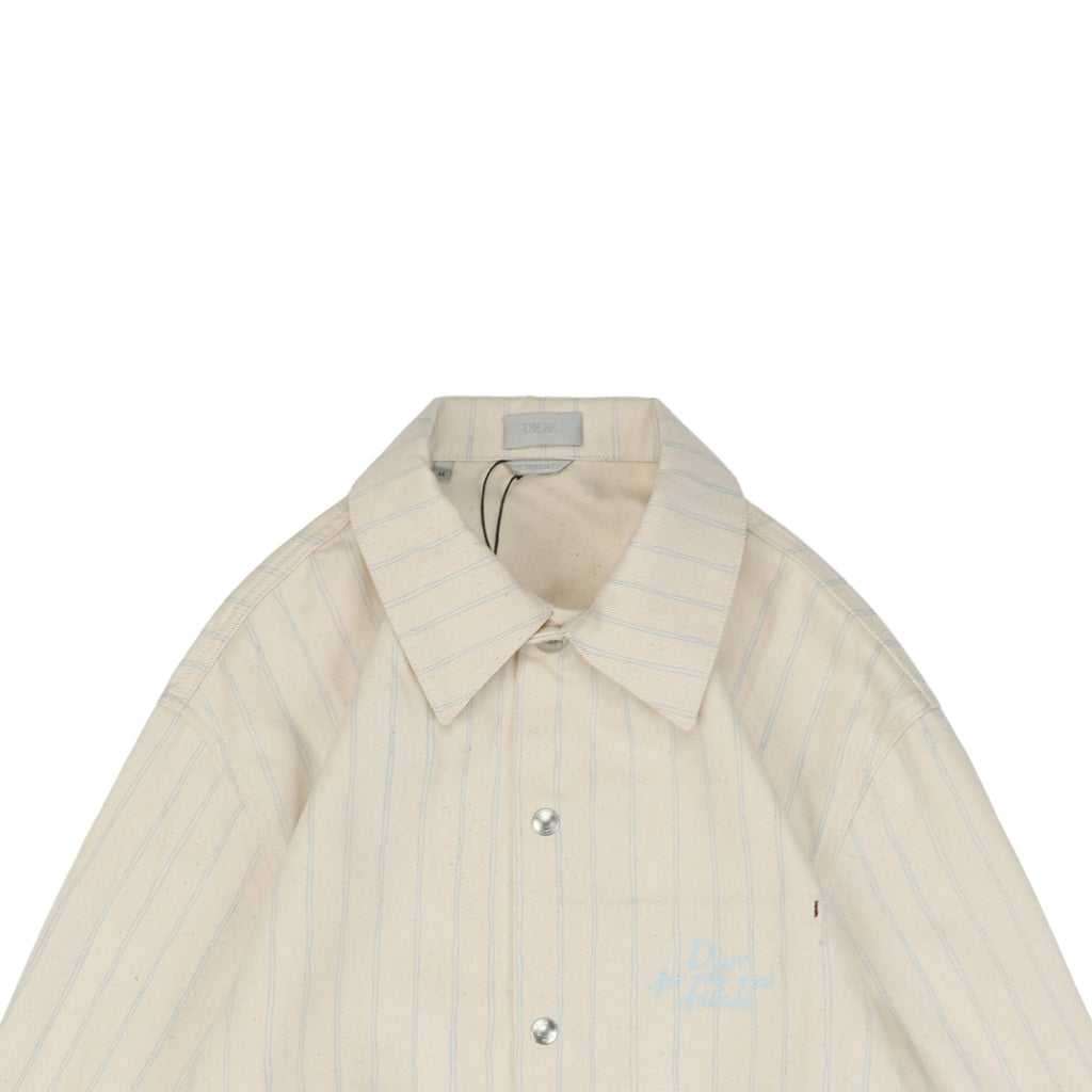 Dior 25SS Pocket Stripe “Dio” Script Shirt Jacket – Cream