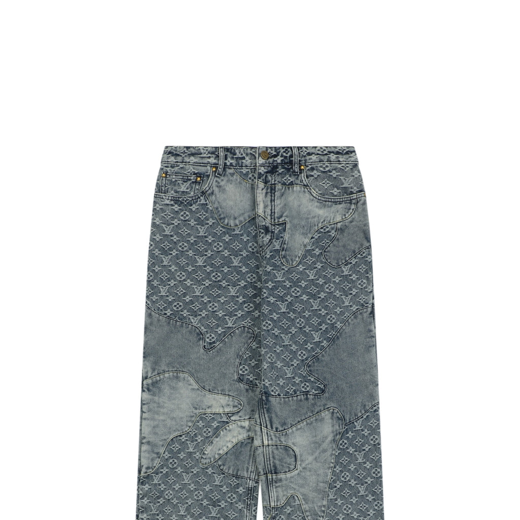Louis Vuitton All-Over Monogram Patchwork Straight Leg Denim Jeans