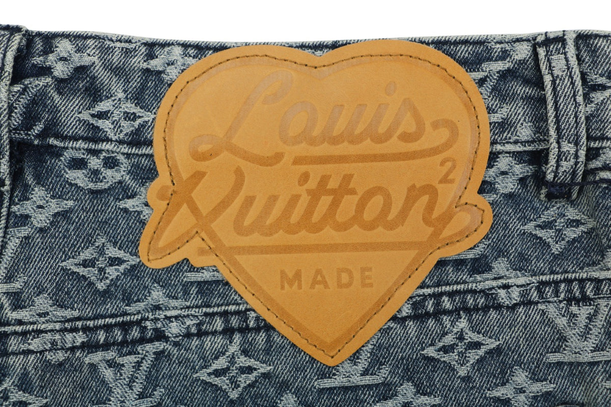 Louis Vuitton All-Over Monogram Patchwork Straight Leg Denim Jeans