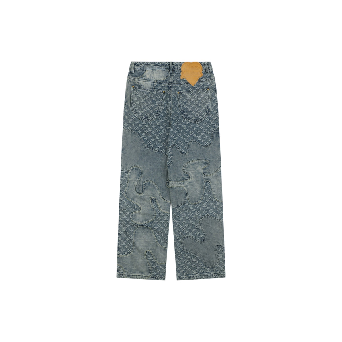 Louis Vuitton All-Over Monogram Patchwork Straight Leg Denim Jeans