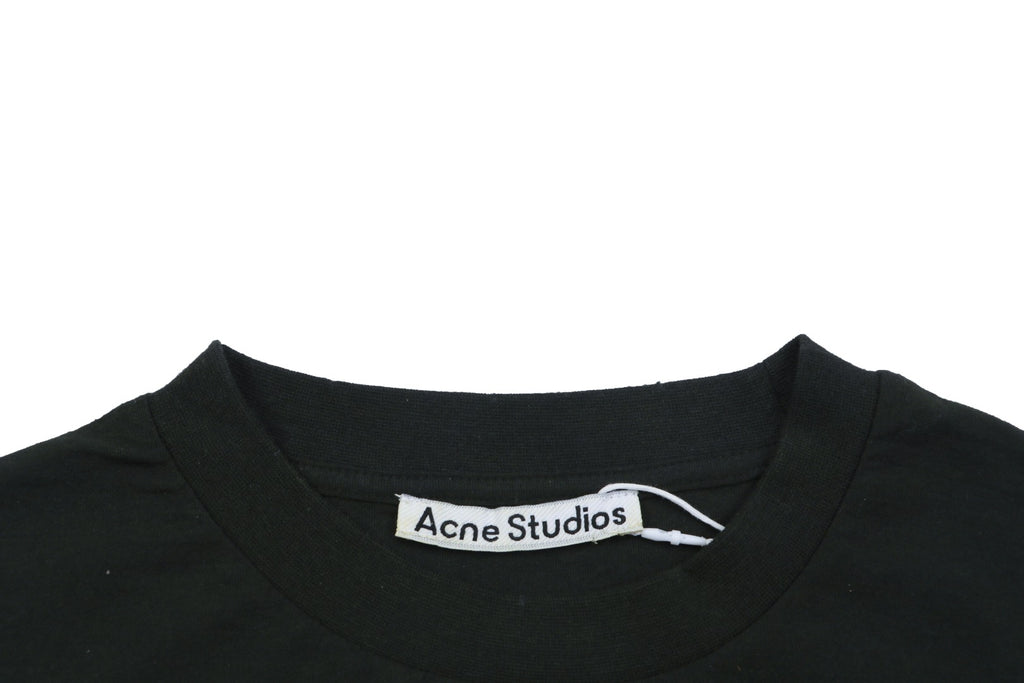 Acne Studios 1996 Distressed Logo Print Long Sleeve Tee – Black