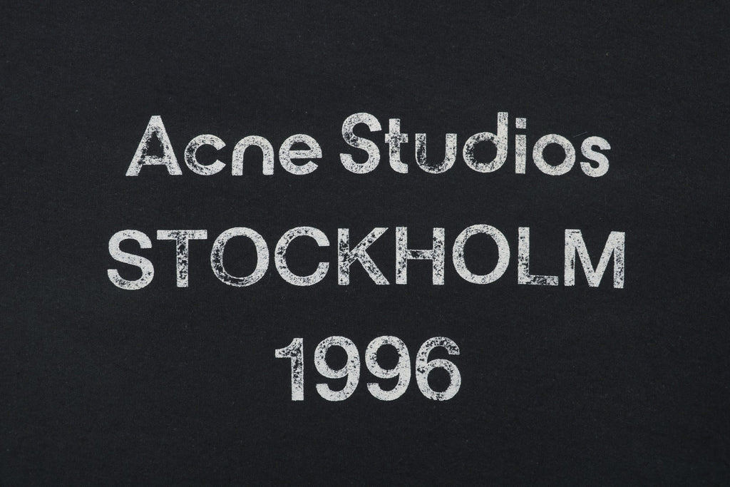 Acne Studios 1996 Distressed Logo Print Long Sleeve Tee – Black