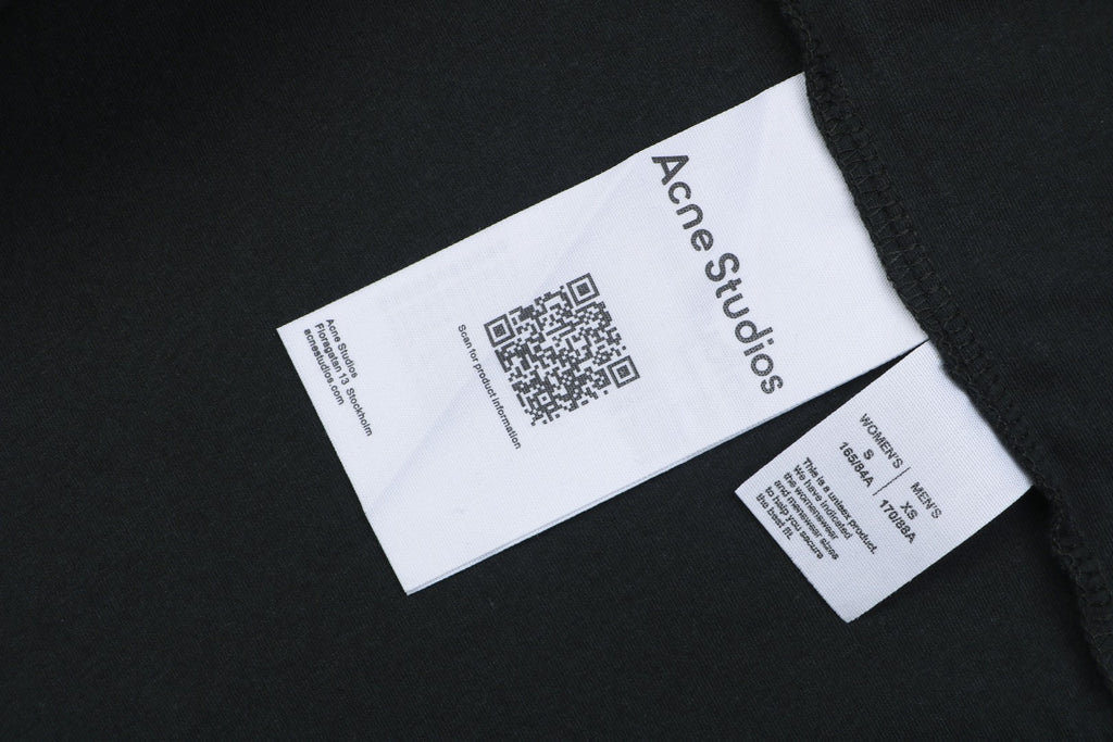 Acne Studios 1996 Distressed Logo Print Long Sleeve Tee – Black