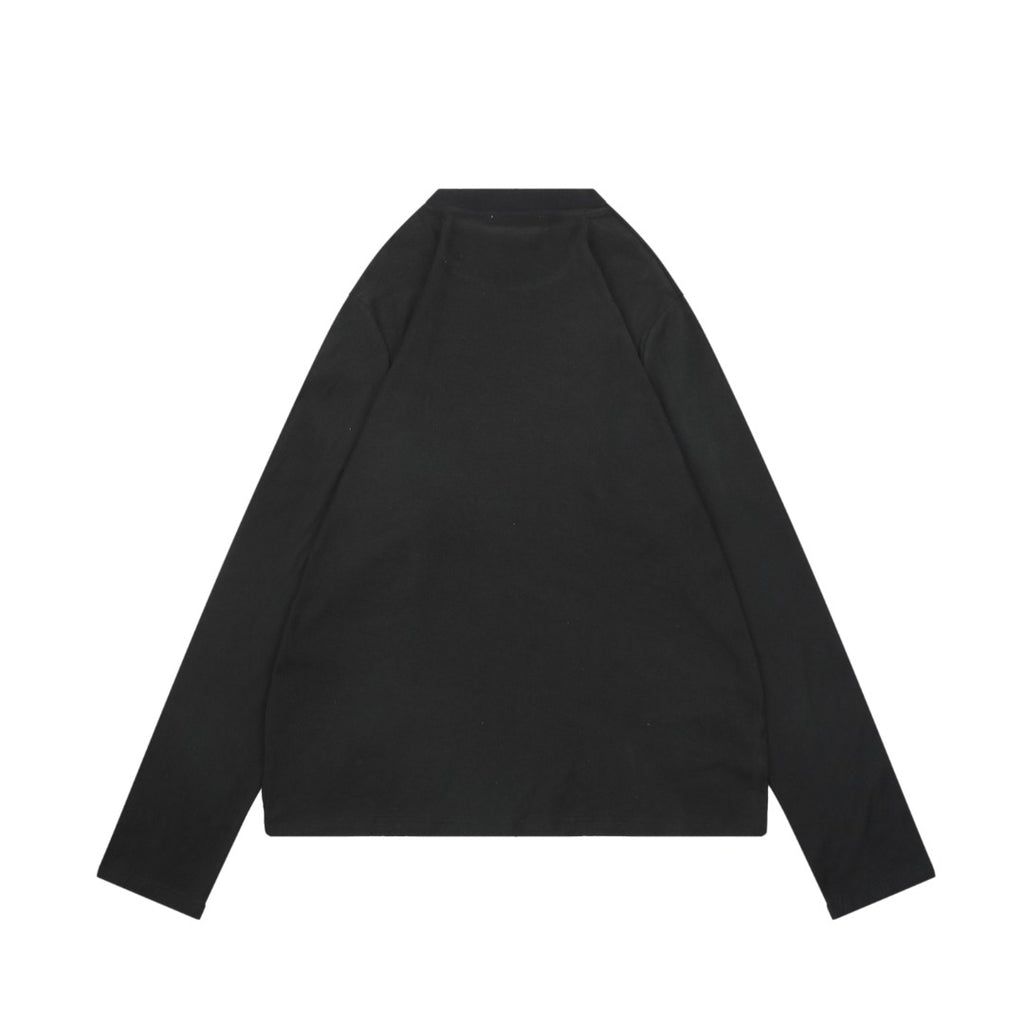 Acne Studios 1996 Distressed Logo Print Long Sleeve Tee – Black