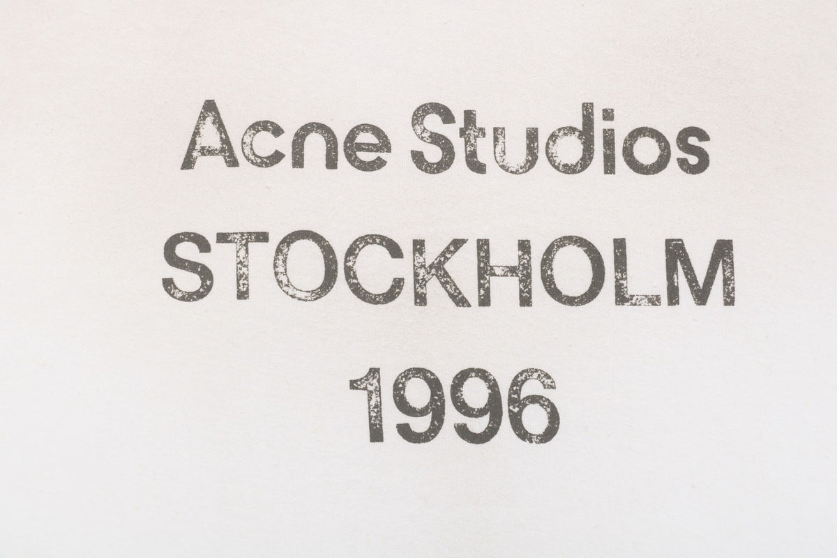Acne Studios 1996 Distressed Logo Print Long Sleeve Tee – White