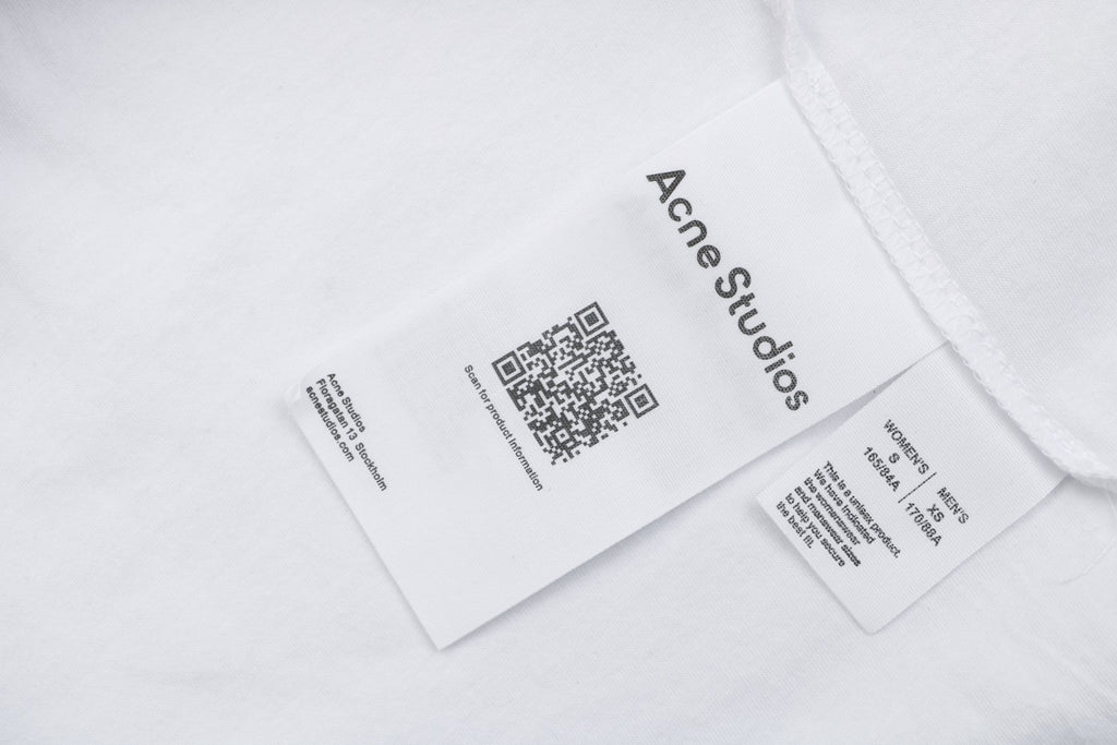 Acne Studios 1996 Distressed Logo Print Long Sleeve Tee – White