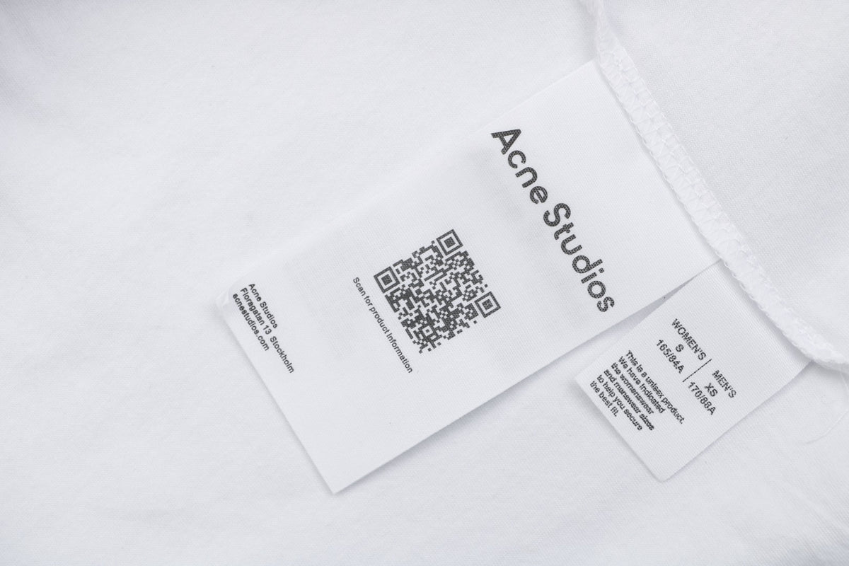 Acne Studios 1996 Distressed Logo Print Long Sleeve Tee – White