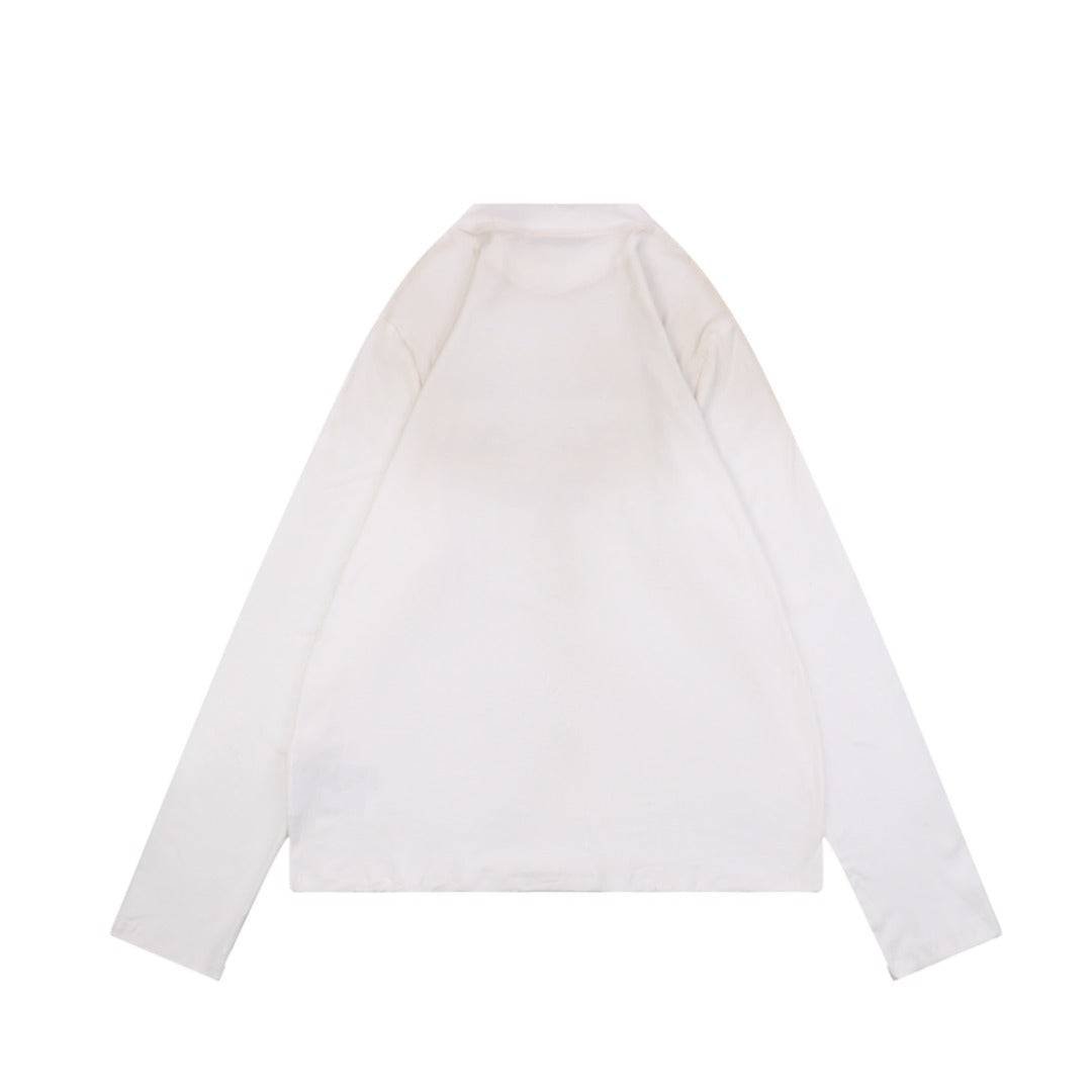 Acne Studios 1996 Distressed Logo Print Long Sleeve Tee – White