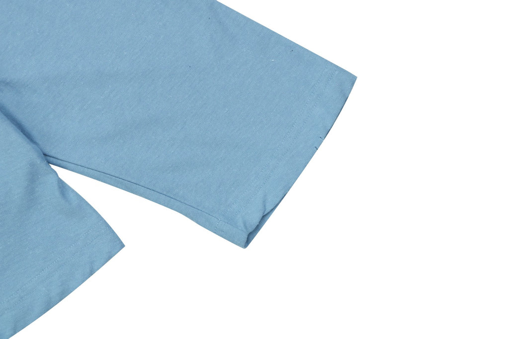 Acne Studios 1996 Distressed Logo Print Long Sleeve Tee – Ice Blue