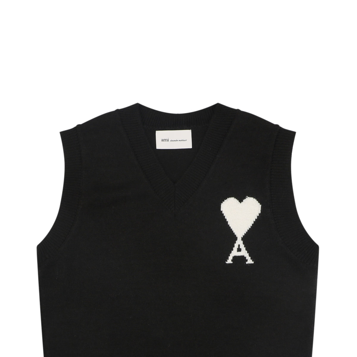 AMI Heart Knit Sweater Vest - Black