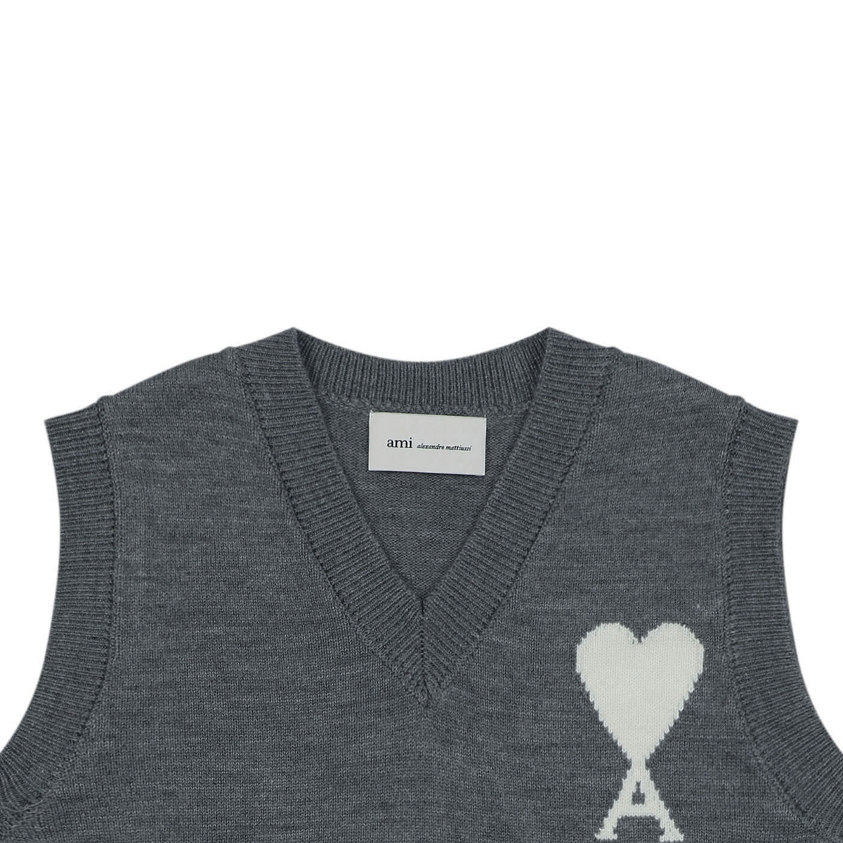 AMI Heart Knit Sweater Vest - Gray
