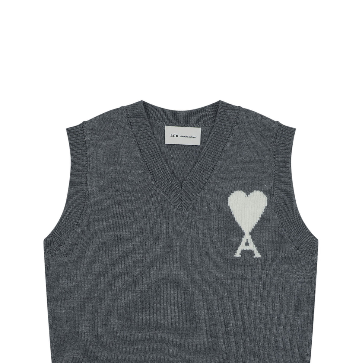 AMI Heart Knit Sweater Vest - Gray