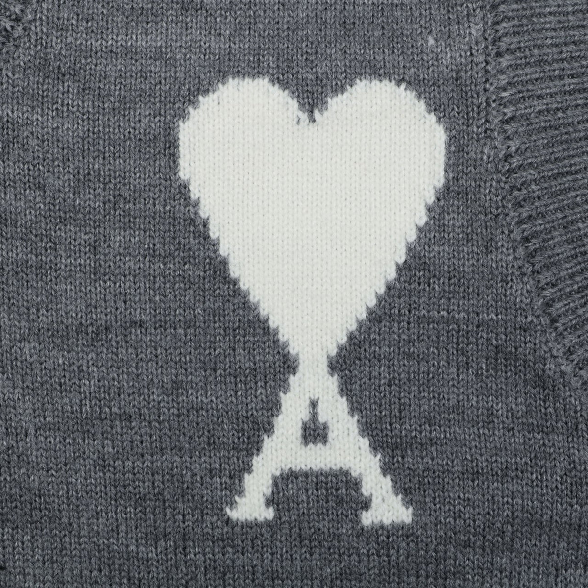 AMI Heart Knit Sweater Vest - Gray