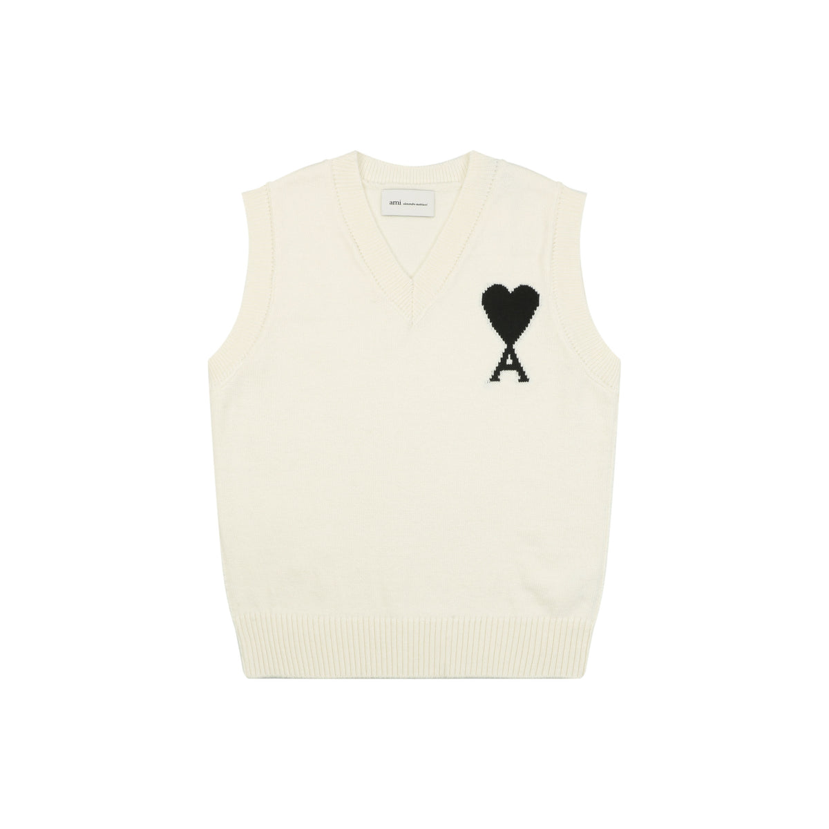 AMI Heart Knit Sweater Vest - Cream