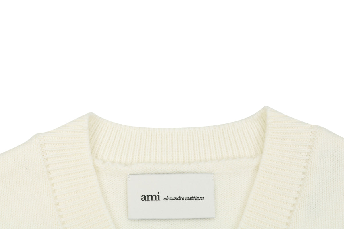AMI Heart Knit Sweater Vest - Cream