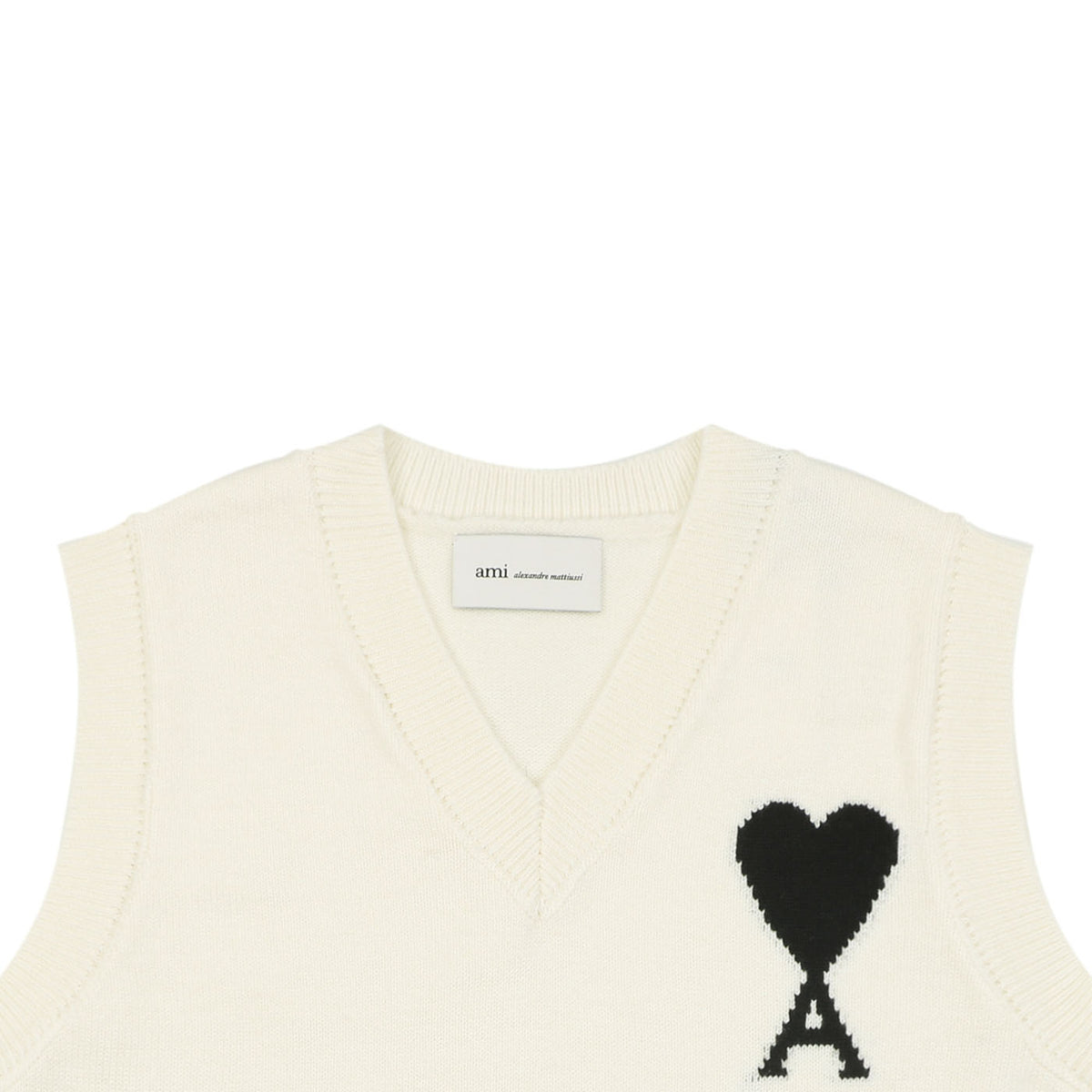AMI Heart Knit Sweater Vest - Cream