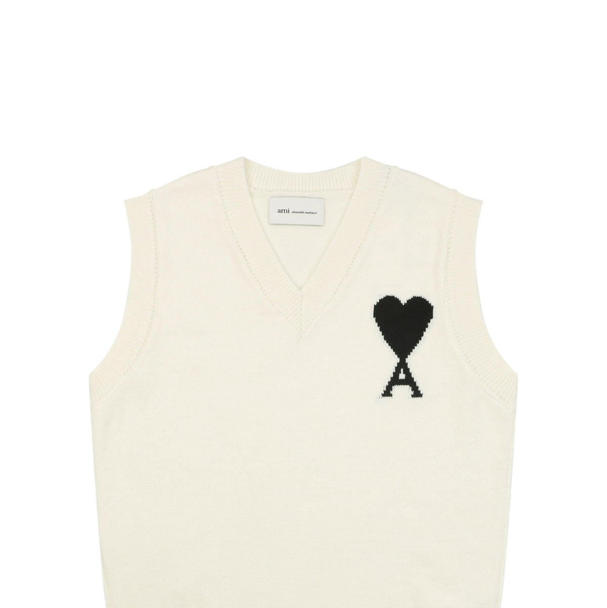 AMI Heart Knit Sweater Vest - Cream
