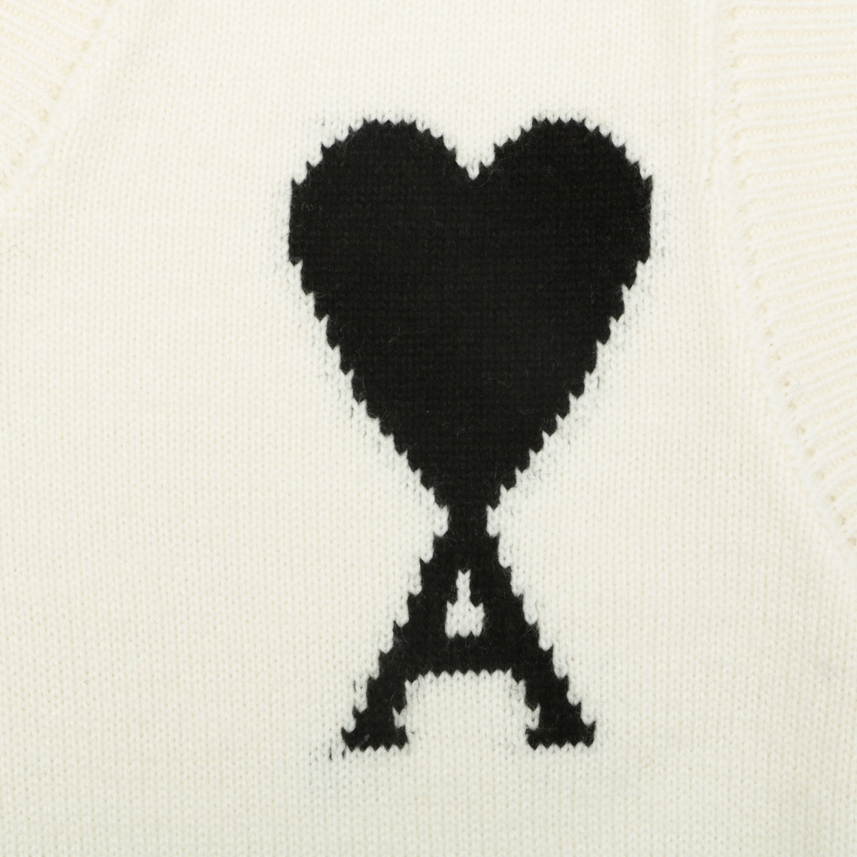 AMI Heart Knit Sweater Vest - Cream